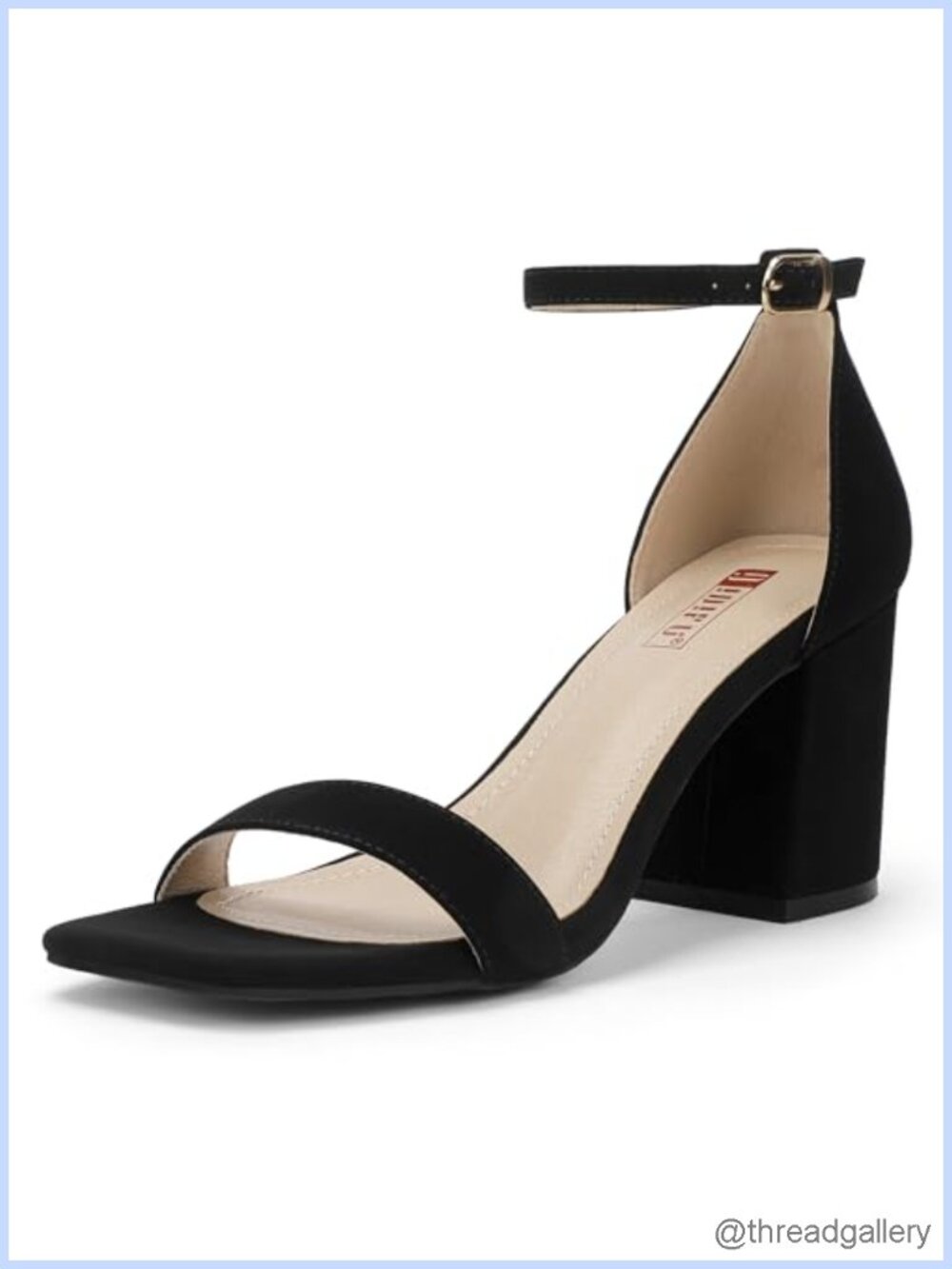 Chunky Block Heel Square Open Toe Ankle Strap Heeled Sandals